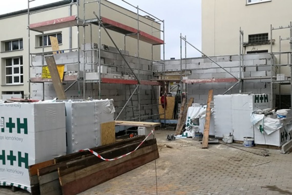 Postęp prac budowlanych w Powiatowym Zespole Szkół Policealnych w Wejherowie (listopad 2017)