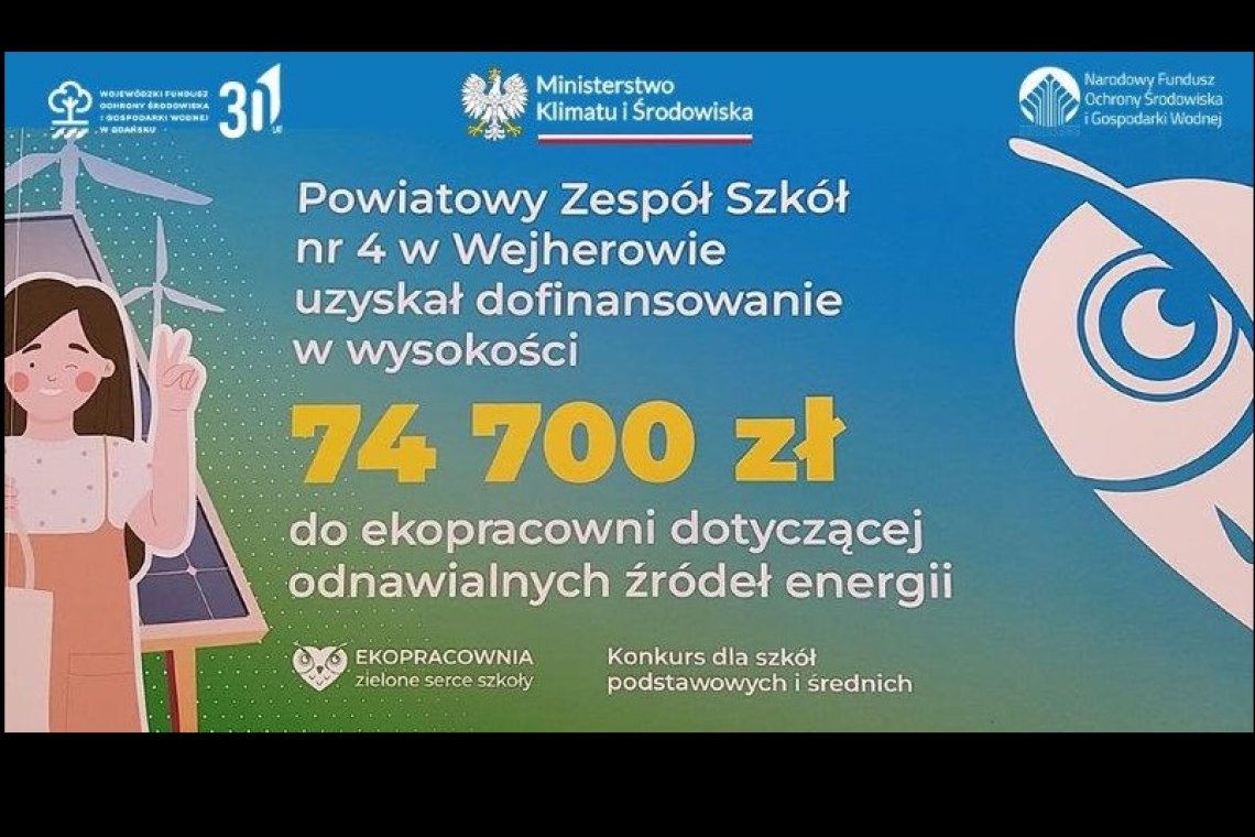 Sprawozdanie z realizacji zadania "ekoPracownia - zielone serce szkoły (w PZS nr 4 w Wejherowie)"