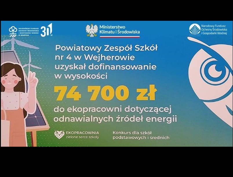 Sprawozdanie z realizacji zadania "ekoPracownia - zielone serce szkoły (w PZS nr 4 w Wejherowie)"